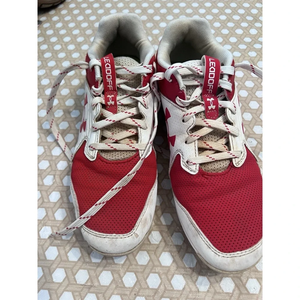 Under Armour Leadoff Low RM Cleats Red/White Size 6Y 3023442-600